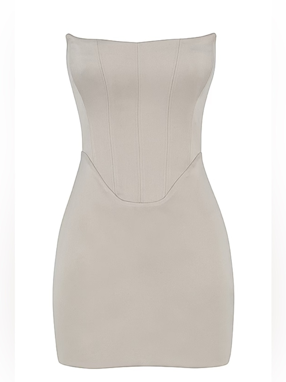 House of CB Strapless Sculpted Mini Dress in Light Beige